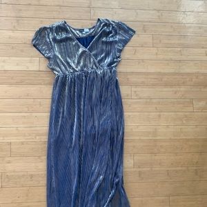 Navy with gold and silver metallic accents dress